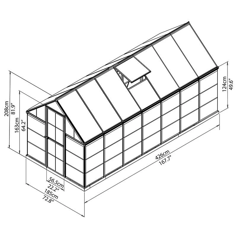 6'x14' Palram Canopia Hybrid Large Walk In Green Polycarbonate Greenhouse (1.8x4.2m) 3 6'x14' Palram Canopia Hybrid Large Walk In Green Polycarbonate Greenhouse (1.8x4.2m) - Image 3