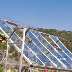 8' X 12' Palram Canopia Octave Silver Greenhouse (3.67m X 2.44m) 12 8' X 12' Palram Canopia Octave Silver Greenhouse (3.67m X 2.44m) -Halls || Lifetime || Keter Sales 701942 octave 8x12 silver greenhouse close up2 min 1