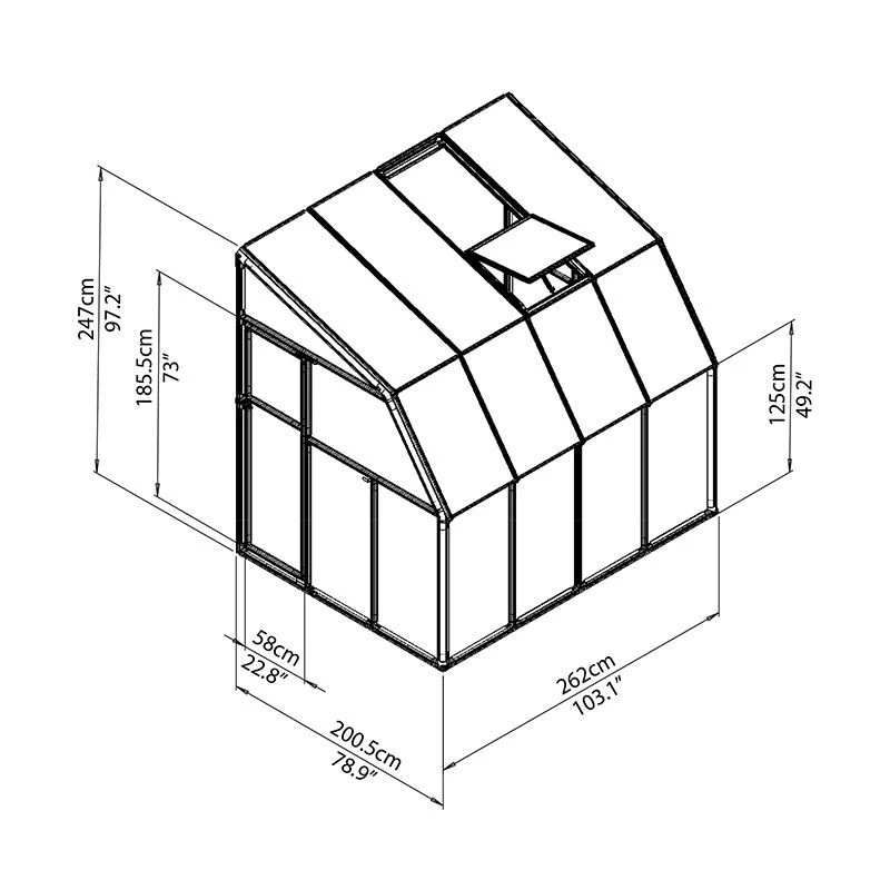 6'x8' Palram Canopia Rion White Lean To Greenhouse (1.8x2.4m) 4 6'x8' Palram Canopia Rion White Lean To Greenhouse (1.8x2.4m) - Image 4