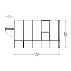 6'x10' Palram Canopia Rion White Sun Room Walk In Wall Greenhouse (1.8x3m) -Halls || Lifetime || Keter Sales 702485 rion greenhouses sunroom sunlounge 6x10 drawing topview