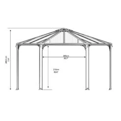 15x13 Palram Canopia Monaco Grey Hexagon Garden Gazebo -Halls || Lifetime || Keter Sales 702563 monaco hexagonal gazebo palram dimensions