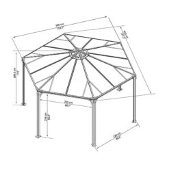 15x13 Palram Canopia Monaco Grey Hexagon Garden Gazebo -Halls || Lifetime || Keter Sales 702563 monaco hexagonal gazebo palram isoview
