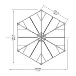 15x13 Palram Canopia Monaco Grey Hexagon Garden Gazebo -Halls || Lifetime || Keter Sales 702563 monaco hexagonal gazebo palram topview