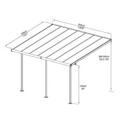 10x14 Palram Canopia Sierra Grey Patio Cover -Halls || Lifetime || Keter Sales 702639 palram sierra patio cover roof grey 3x4 25 drawing1