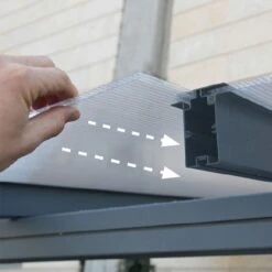 10x14 Palram Canopia Sierra Grey Patio Cover -Halls || Lifetime || Keter Sales 702639 palram sierra patio cover roof grey 3x4 25 sliding panels