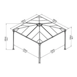 Palram Canopia Palermo 3600-3.6 X 3.6 Garden Gazebo -Halls || Lifetime || Keter Sales 702780 palram covering palermo gazebo 3600 drawing isoview