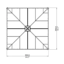 Palram Canopia Palermo 3600-3.6 X 3.6 Garden Gazebo -Halls || Lifetime || Keter Sales 702780 palram garden gazebo palermo 3600 drawing topview