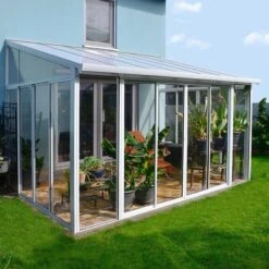 10x14 Palram Canopia San Remo White Lean To Conservatory