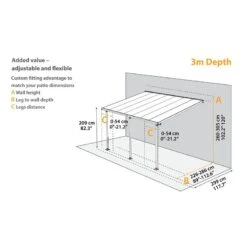 10x10 Palram Canopia Sierra Grey Patio Cover -Halls || Lifetime || Keter Sales 703120 palram sierra patio cover roof grey 3x3 05 dimensions