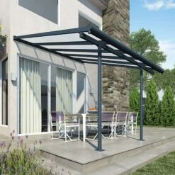 10x10 Palram Canopia Sierra Grey Patio Cover -Halls || Lifetime || Keter Sales 703120 palram sierra patio cover roof grey 3x3 05 no2