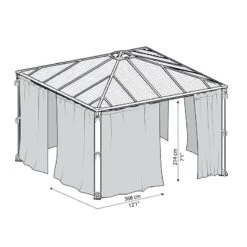 Palram Canopia Palermo 3000/ 3600 Gazebo Curtains -Halls || Lifetime || Keter Sales 703319 palram canopia palermo 3000 3600 gazebo curtains drawing min