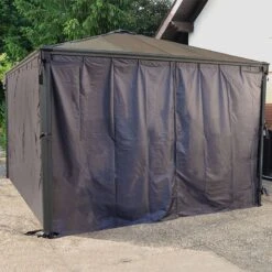 Palram Canopia Palermo 3000/ 3600 Gazebo Curtains -Halls || Lifetime || Keter Sales 703319 palram canopia palermo 3000 3600 gazebo curtains insitu1 min