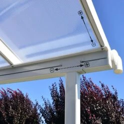 7' X 7' Palram Canopia Sierra White Clear Patio Cover (2.28m X 2.25m) -Halls || Lifetime || Keter Sales 703348 7x7 palram sierra white patio cover close up4 min 1