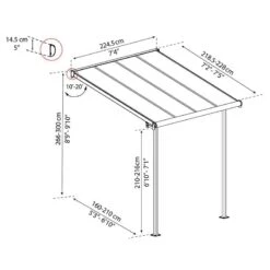 7' X 7' Palram Canopia Sierra White Clear Patio Cover (2.28m X 2.25m) -Halls || Lifetime || Keter Sales 703348 7x7 palram sierra white patio cover drawing min 1