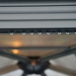 12' X 14' Palram Canopia Roma Hexagonal Garden Gazebo - Grey (3.59m X 4.15m) -Halls || Lifetime || Keter Sales 703445 12x14 palram roma hexagonal gazebo close up3 min 1