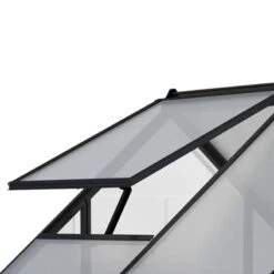 6' X 4' Palram Canopia Hybrid Grey Greenhouse (1.85m X 1.26m) -Halls || Lifetime || Keter Sales 703483 hybrid 6x4 grey greenhouse close up1 min 1