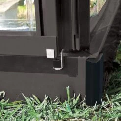 6' X 4' Palram Canopia Hybrid Grey Greenhouse (1.85m X 1.26m) -Halls || Lifetime || Keter Sales 703483 hybrid 6x4 grey greenhouse close up3 min 1