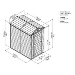 4' X 6' Palram Canopia Dark Green Skylight Plastic Shed (1.21m X 1.77m) -Halls || Lifetime || Keter Sales 703651 skylight shed 4x6 dark green drawing1 min