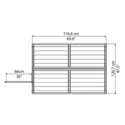 4' X 6' Palram Canopia Dark Green Skylight Plastic Shed (1.21m X 1.77m) -Halls || Lifetime || Keter Sales 703651 skylight shed 4x6 dark green drawing2 min