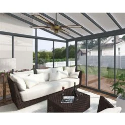10x14 Palram Canopia SanRemo Grey Lean-To Conservatory -Halls || Lifetime || Keter Sales 703708 palram sanremo lean to conservatory 3x4 25 grey interior