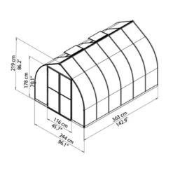 8'x12' Palram Canopia Bella Large Walk In Silver Aluminium Framed Greenhouse (2.4x3.6m) -Halls || Lifetime || Keter Sales 703730 07