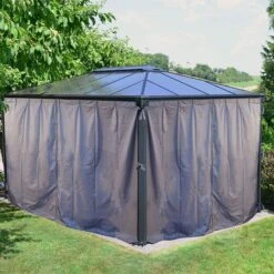 Palram Canopia Martinique 4300 Gazebo Curtains -Halls || Lifetime || Keter Sales 704056 palram canopia martinique 4300 gazebo curtains insitu2 min