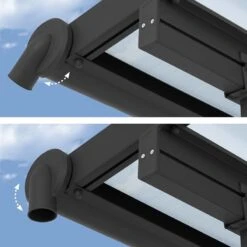 10x10 Palram Canopia Olympia Grey Patio Cover With Clear Panels -Halls || Lifetime || Keter Sales 704215 palram olympia patio cover roof grey 3x3 05 adjustable gutters