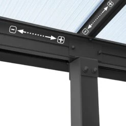 10x10 Palram Canopia Olympia Grey Patio Cover With Clear Panels -Halls || Lifetime || Keter Sales 704215 palram olympia patio cover roof grey 3x3 05 adjustable poles