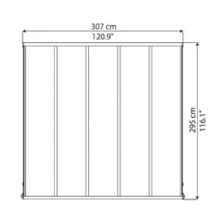 10x10 Palram Canopia Olympia Grey Patio Cover With Clear Panels -Halls || Lifetime || Keter Sales 704215 palram olympia patio cover roof grey 3x3 05 drawing2