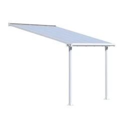 10x10 Palram Canopia Olympia White Patio Cover With Clear Panels -Halls || Lifetime || Keter Sales 704216 palram olympia patio cover roof white 3x3 05 cutout