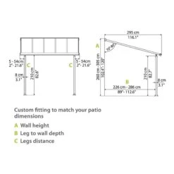 10x10 Palram Canopia Olympia White Patio Cover With Clear Panels -Halls || Lifetime || Keter Sales 704216 palram olympia patio cover roof white 3x3 05 drawing3
