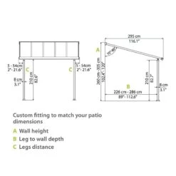 10x14 Palram Canopia Olympia Grey Patio Cover With Clear Panels -Halls || Lifetime || Keter Sales 704217 palram olympia patio cover roof grey 3x4 25 drawing3