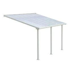 10x14 Palram Canopia Olympia White Patio Cover With Clear Panels -Halls || Lifetime || Keter Sales 704218 palram olympia patio cover roof white 3x4 25 cutout