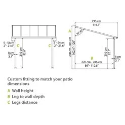 10x18 Palram Canopia Olympia Grey Patio Cover With Clear Panels -Halls || Lifetime || Keter Sales 704219 palram olympia patio cover roof grey 3x5 46 drawing3