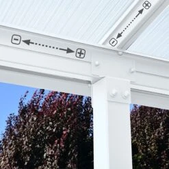 10x18 Palram Canopia Olympia White Patio Cover With Clear Panels -Halls || Lifetime || Keter Sales 704220 palram olympia patio cover roof white 3x5 46 adjustable poles