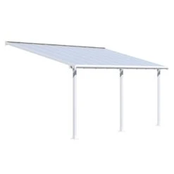 10x18 Palram Canopia Olympia White Patio Cover With Clear Panels -Halls || Lifetime || Keter Sales 704220 palram olympia patio cover roof white 3x5 46 cutout