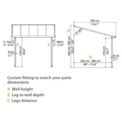 10x18 Palram Canopia Olympia White Patio Cover With Clear Panels -Halls || Lifetime || Keter Sales 704220 palram olympia patio cover roof white 3x5 46 drawing3