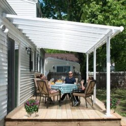 10x18 Palram Canopia Olympia White Patio Cover With Clear Panels -Halls || Lifetime || Keter Sales 704220 palram olympia patio cover roof white 3x5 46 no2
