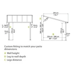 10x20 Palram Canopia Olympia Grey Patio Cover With Clear Panels -Halls || Lifetime || Keter Sales 704351 palram olympia patio cover roof grey 3x6 1 drawing3