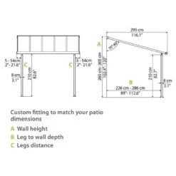 10x20 Palram Canopia Olympia White Patio Cover With Clear Panels -Halls || Lifetime || Keter Sales 704352 palram olympia patio cover roof white 3x6 1 drawing3