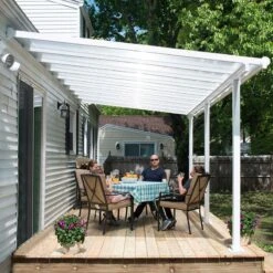 10x20 Palram Canopia Olympia White Patio Cover With Clear Panels -Halls || Lifetime || Keter Sales 704352 palram olympia patio cover roof white 3x6 1 no2