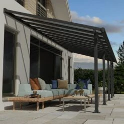 10' X 32' Palram Canopia Olympia Grey Patio Cover With Clear Panels (2.95m X 9.80m)