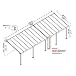 10' X 32' Palram Canopia Olympia White Patio Cover With Clear Panels (2.95m X 9.80m) -Halls || Lifetime || Keter Sales 704361 10x32 palram olympia white patio cover clear panels drawing1 min 1