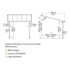 10' X 32' Palram Canopia Olympia White Patio Cover With Clear Panels (2.95m X 9.80m) -Halls || Lifetime || Keter Sales 704361 10x32 palram olympia white patio cover clear panels drawing2 min 1