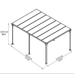 14x10 Palram Canopia Milano 4300 Grey Garden Gazebo -Halls || Lifetime || Keter Sales 704673 palram milano 4300 grey garden gazebo drawing1