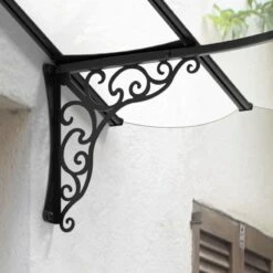 6' X 4' Palram Canopia Iris 1780 Black Door Canopy (1.75m X 1.25m) -Halls || Lifetime || Keter Sales 704742 canopy iris 1780 black clear close up1 min 1