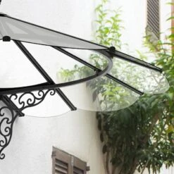 6' X 4' Palram Canopia Iris 1780 Black Door Canopy (1.75m X 1.25m) -Halls || Lifetime || Keter Sales 704742 canopy iris 1780 black clear close up3 min 1