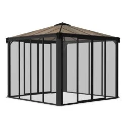 10x10 Palram Canopia Ledro 3000 Enclosed Grey Gazebo -Halls || Lifetime || Keter Sales 704744 palram ledro 3000 enclosed grey gazebo cutout1