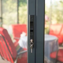 10x10 Palram Canopia Ledro 3000 Enclosed Grey Gazebo -Halls || Lifetime || Keter Sales 704744 palram ledro 3000 enclosed grey gazebo lock1