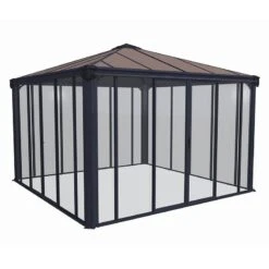 12x12 Palram Canopia Ledro 3600 Enclosed Grey Gazebo 30 12x12 Palram Canopia Ledro 3600 Enclosed Grey Gazebo -Halls || Lifetime || Keter Sales 704745 palram ledro 3600 enclosed grey gazebo cutout1